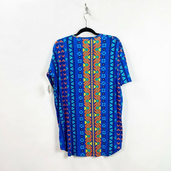 Lularoe XS NWT Womens Unicorn Irma Blue African Print Tunic Top - Picture 6 of 7